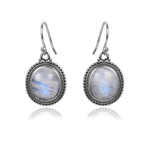 Boucles d'oreilles pierre de lune Reflets bleutés
