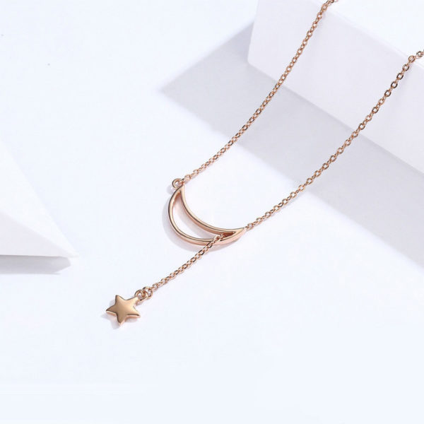 collier lune rose gold femme